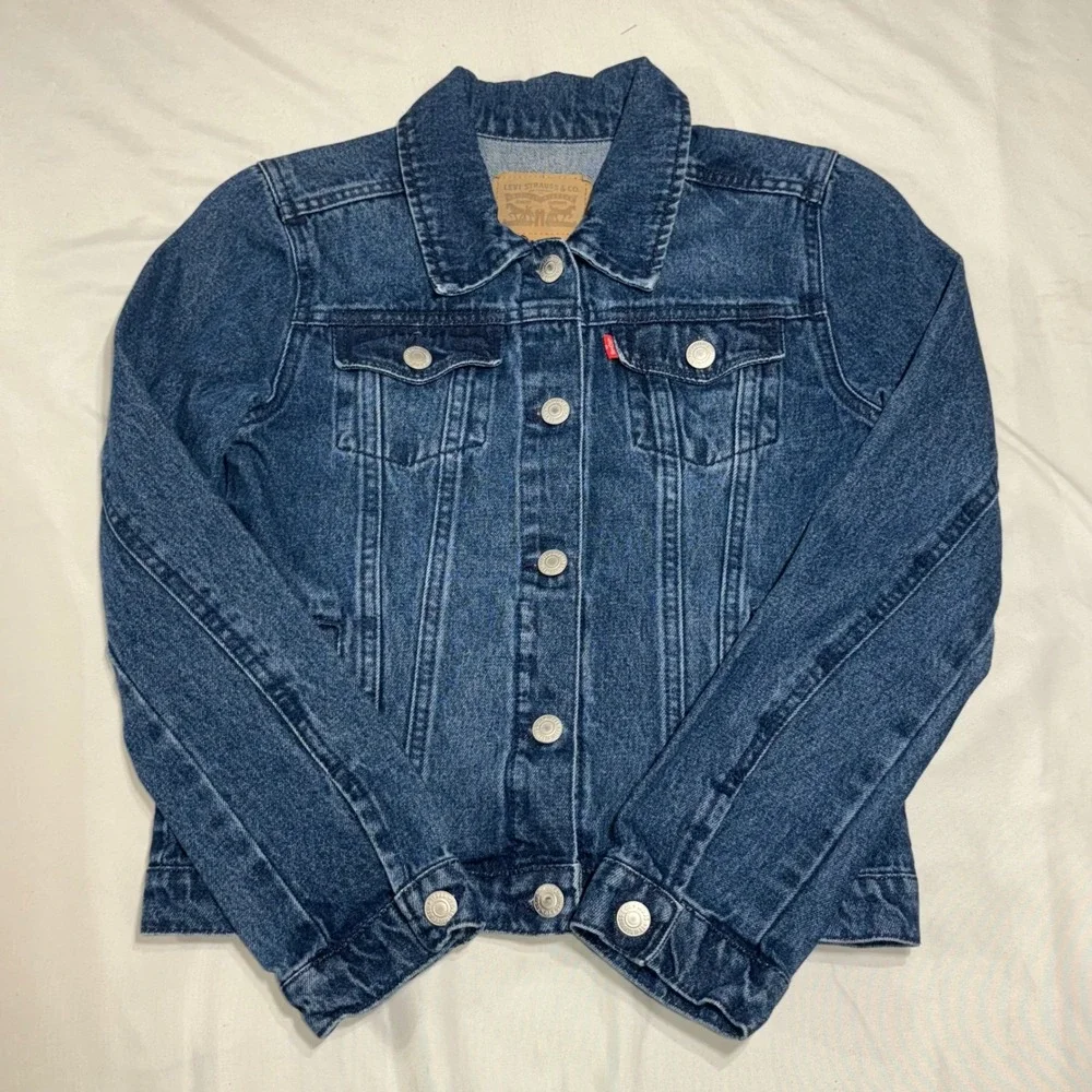 Levis Kids‎ Medium Wash Denim Trucker Jacket Blue Size L 12-13 YRS 617845655137